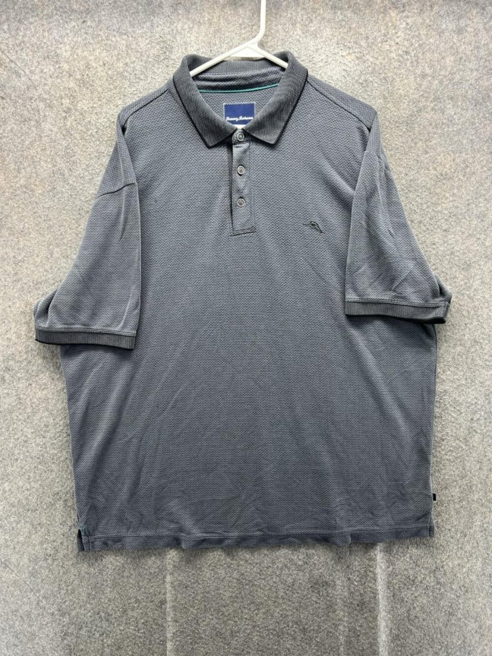 Tommy Bahama Polo Shirt Men 2XL Gray Geometric Knit Modal Polyester Casual